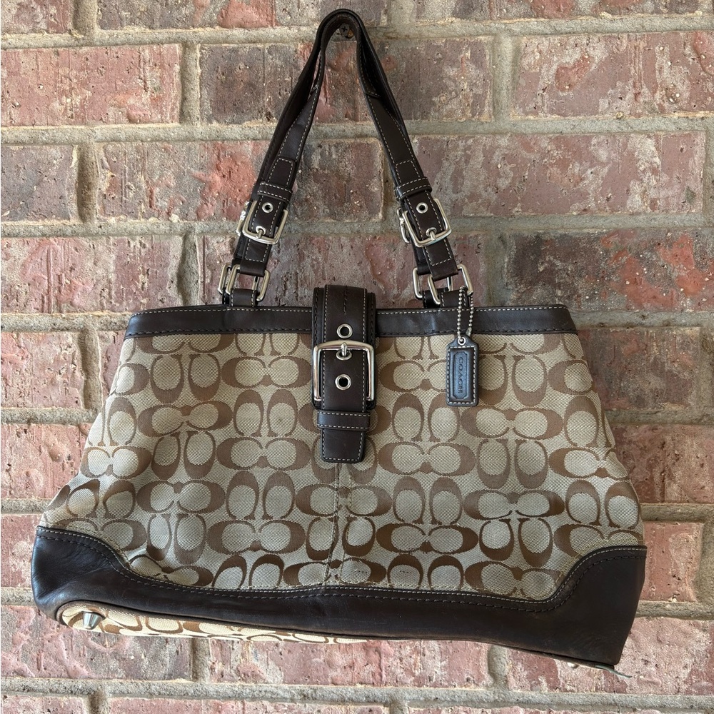 Coach Hamilton signature monogram purse brown